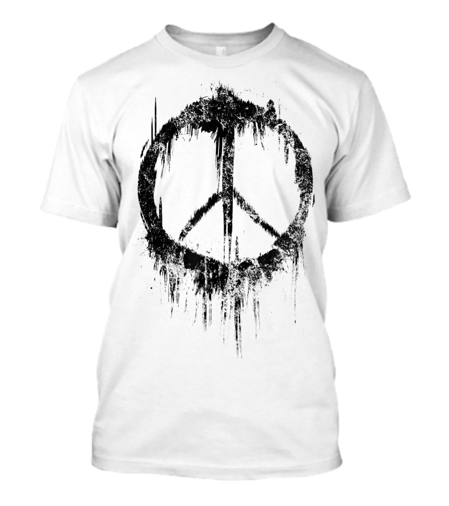 Peace Sign Drip 60s 70s Hippie Style White Paint T-Shirt