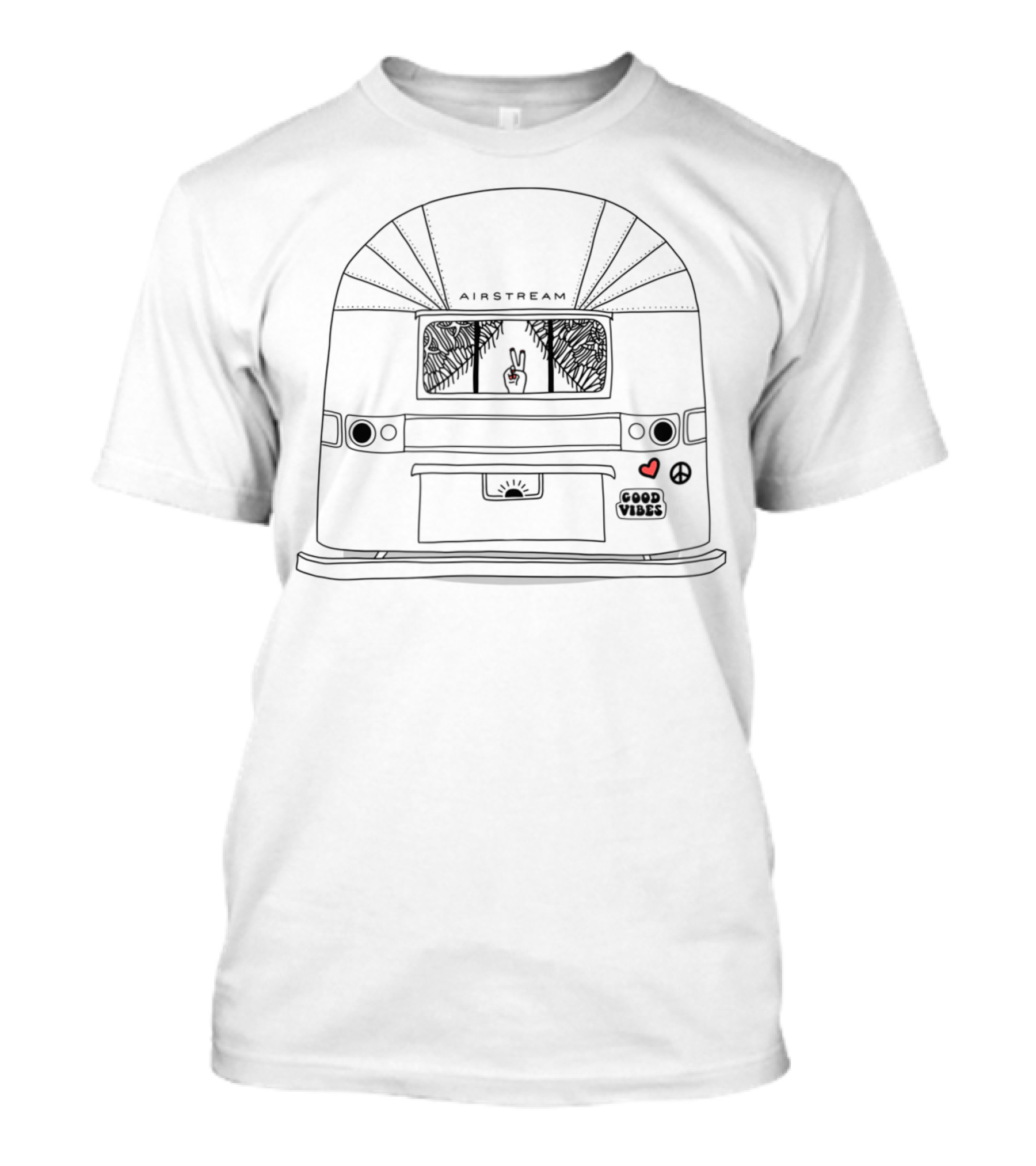 Retro 60s Airstream Hippie Peace Good Vibes Wanderlust Travel T-Shirt