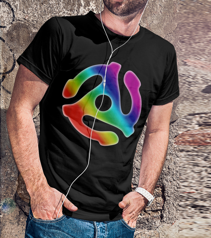 45 Rpm Spider Record Adapter DJ 80s Music Rainbow T-Shirt