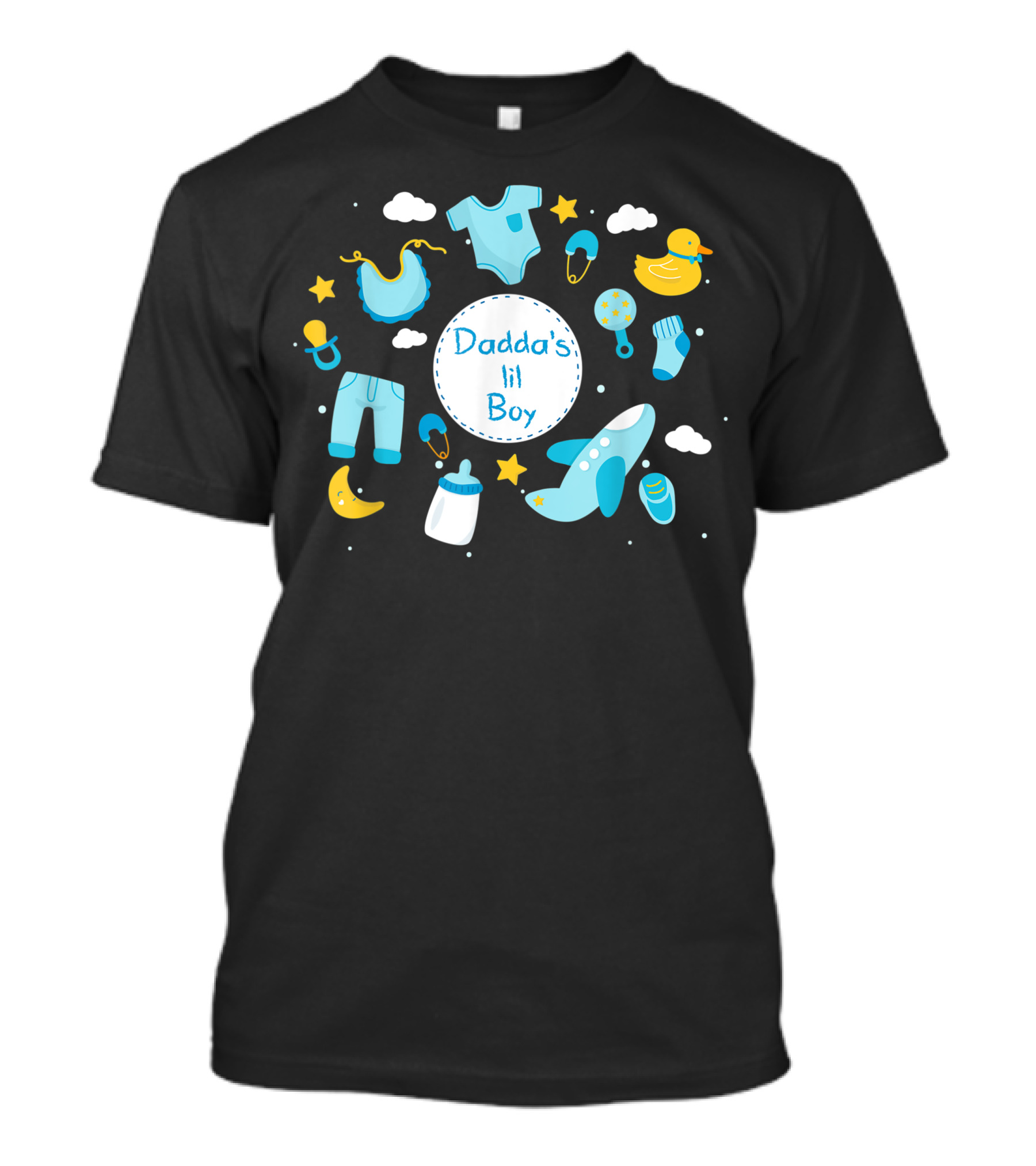 Dadda's Lil Boy Pacifier Duck Bib Airplane Clouds Baby Bottle Collection T-Shirt