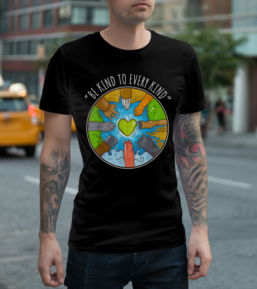 Be Kind to Every Kind Vegetarian Vegan Compassionate Heart Paw Claws T-Shirt
