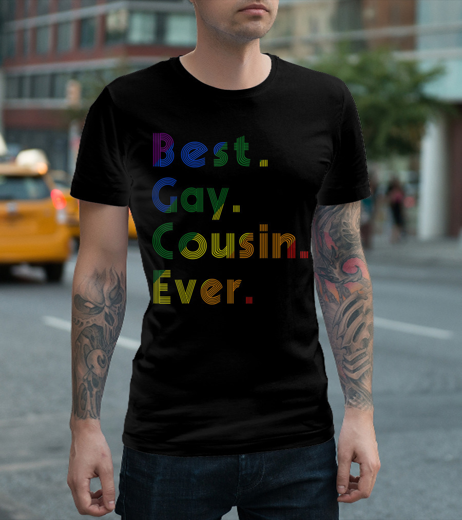 Best Gay Cousin Ever Rainbow Pride Stripes T-Shirt