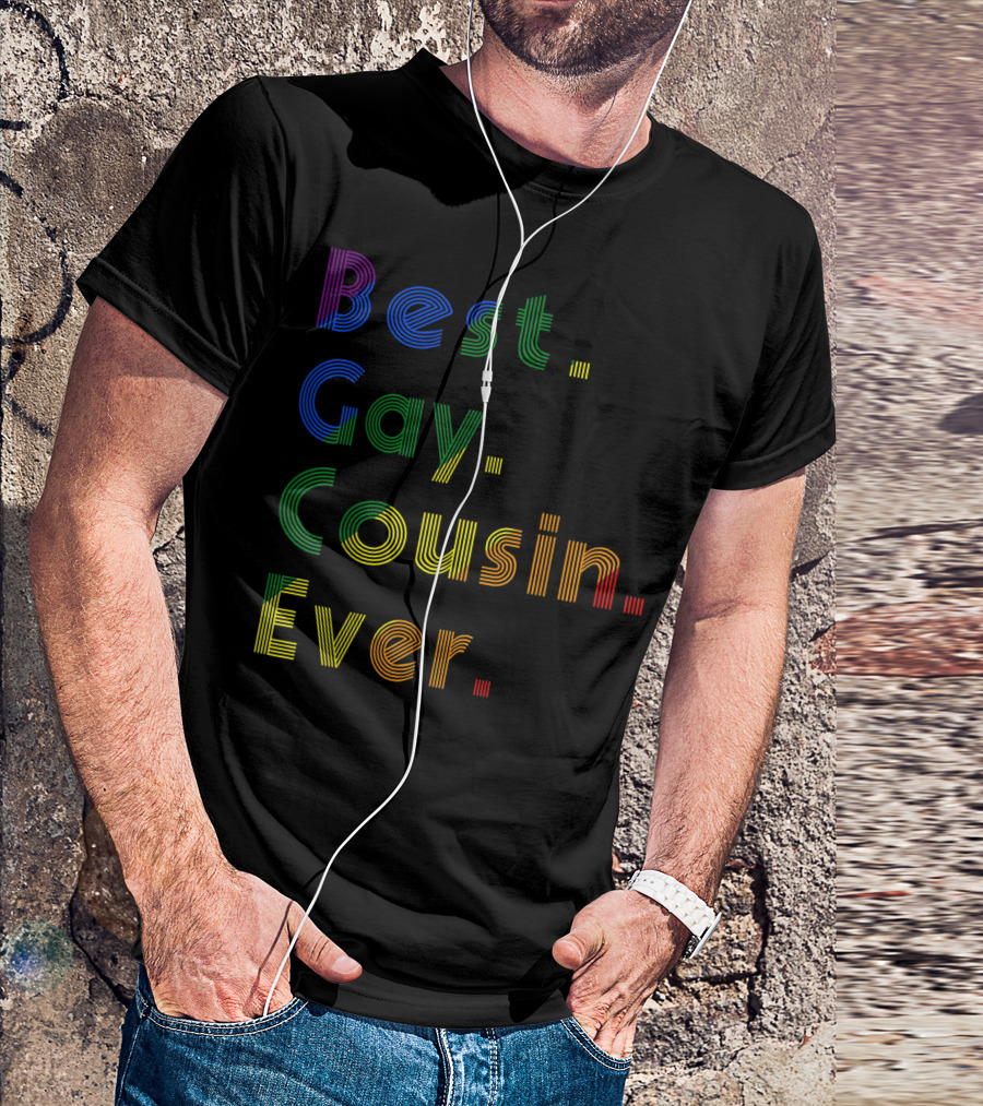 Best Gay Cousin Ever Rainbow Pride Stripes T-Shirt