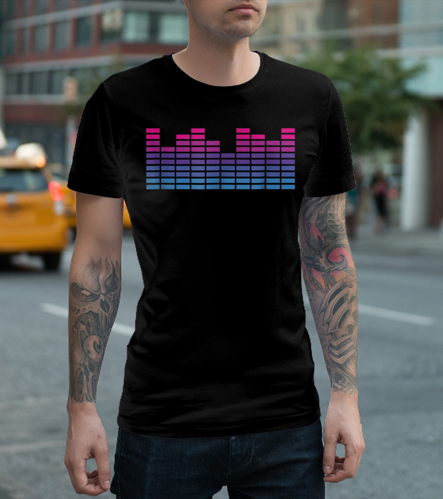 Bi Equalizer Pink Blue Gradient Stripe T-Shirt