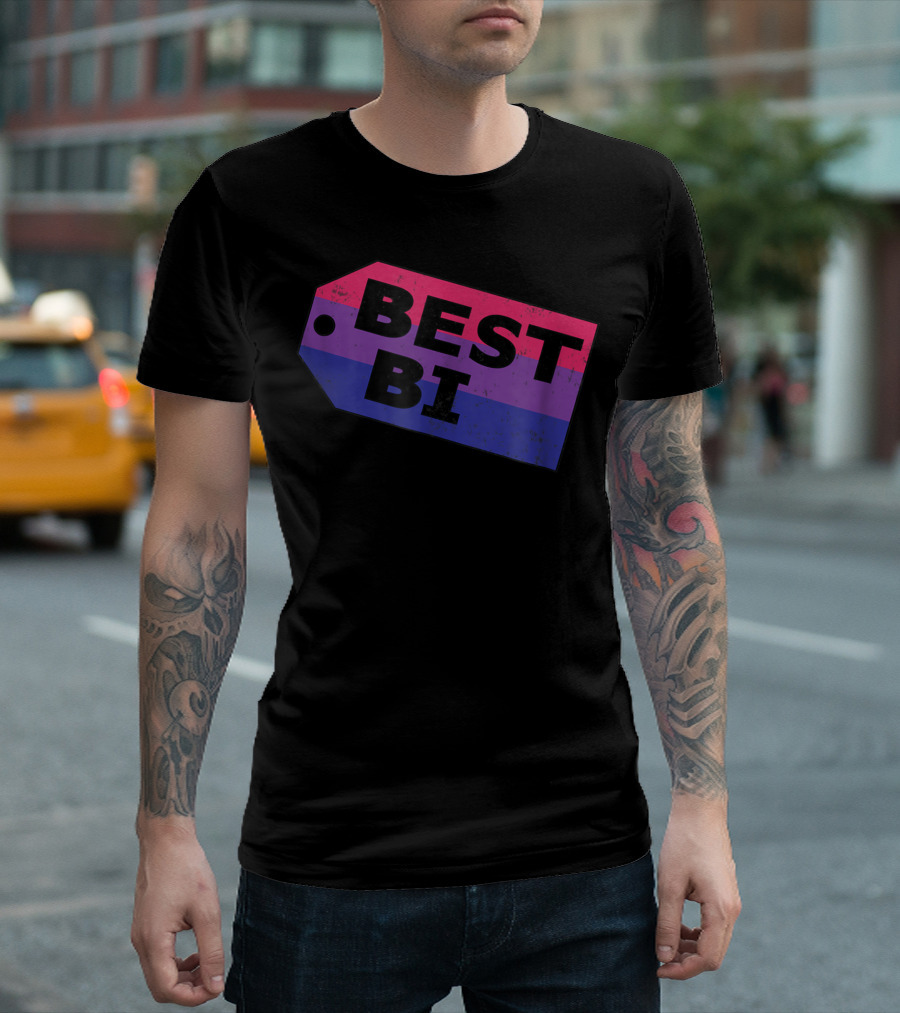 Best Bi Distressed Striped Tag T-Shirt