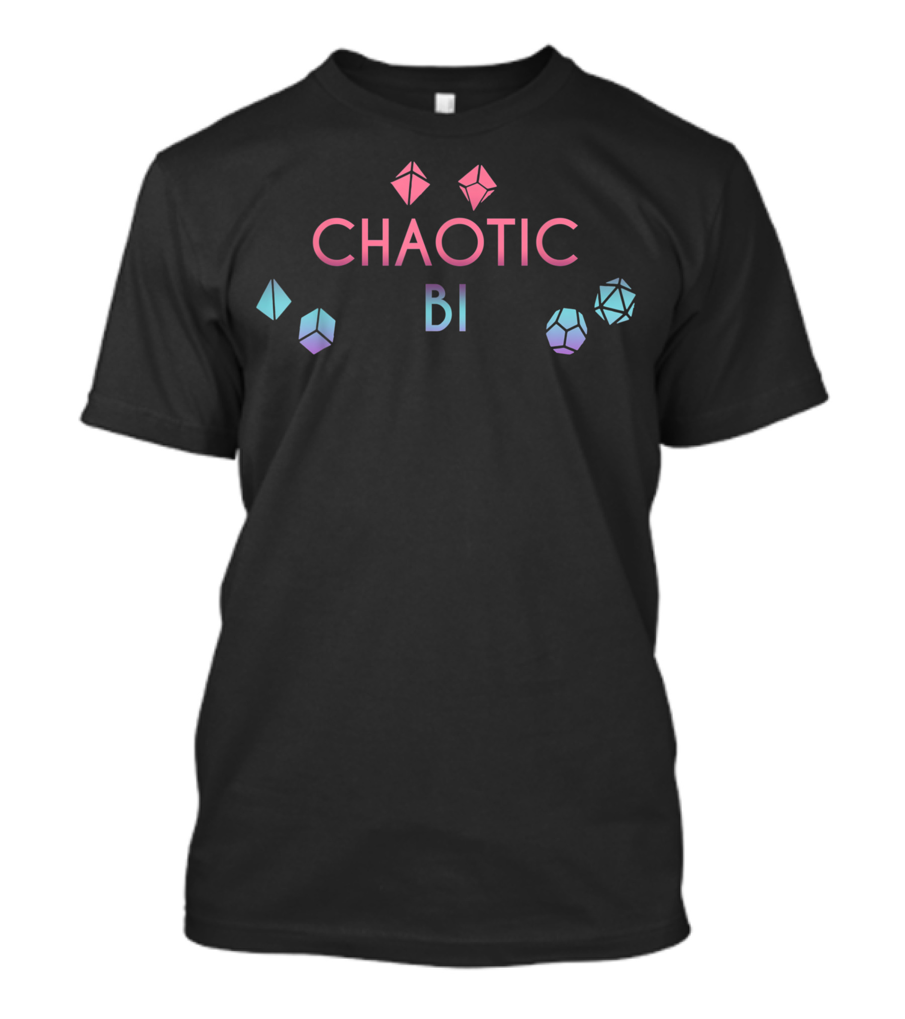 Chaotic Bi D20 Dice Nerdy Tabletop Adventure Alignment T-Shirt