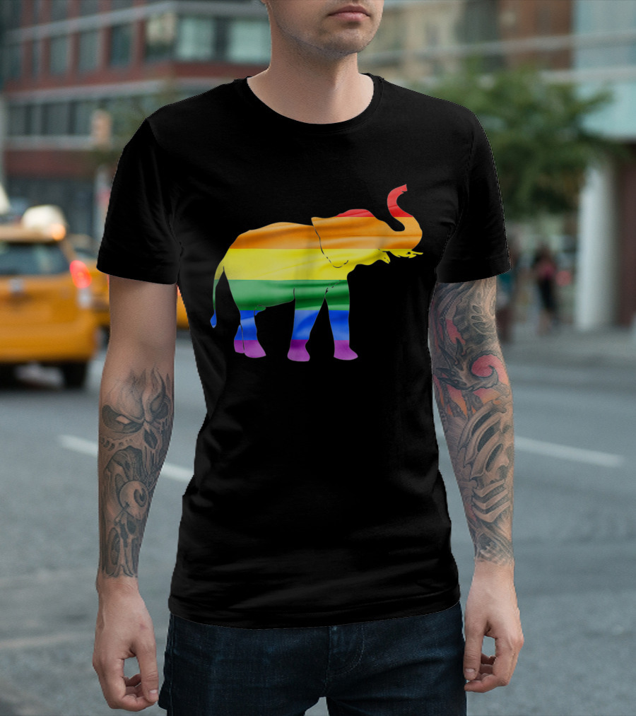 Elephant Rainbow Flag Gay Pride Colorful T-Shirt
