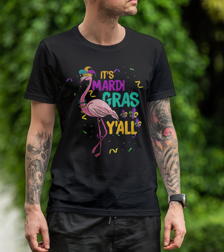 Mardi Gras Y'all Dancing Flamingo Parade T-Shirt