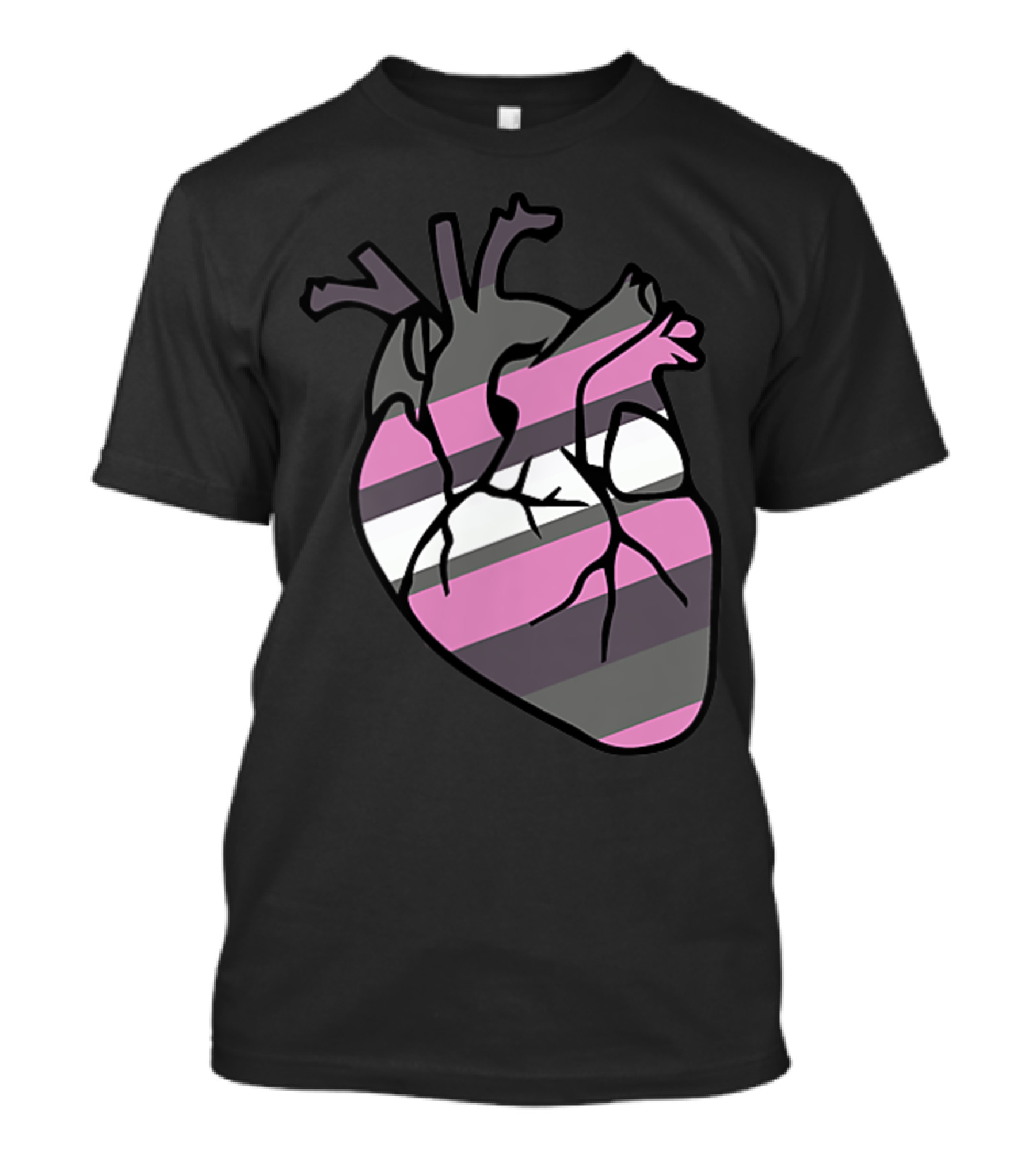Demigirl Pride Anatomical Heart Stripes T-Shirt