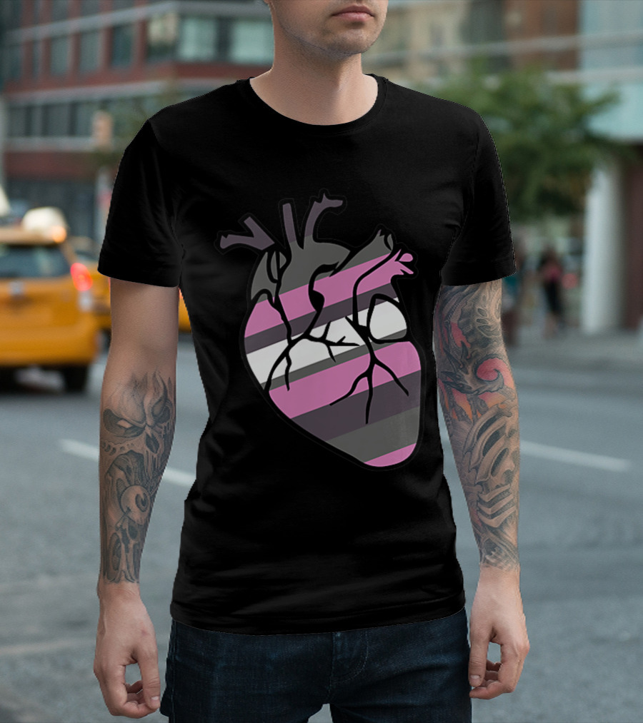 Demigirl Pride Anatomical Heart Stripes T-Shirt