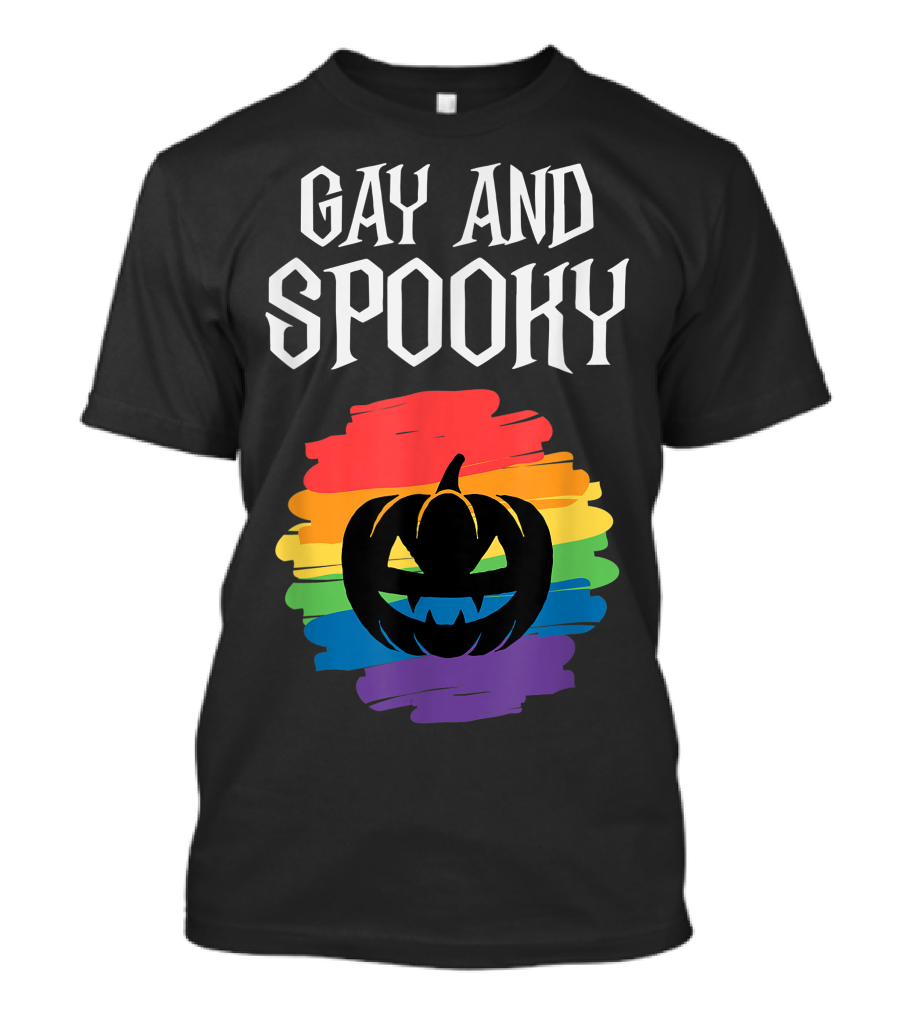 Gay And Spooky Rainbow Pumpkin Halloween T-Shirt