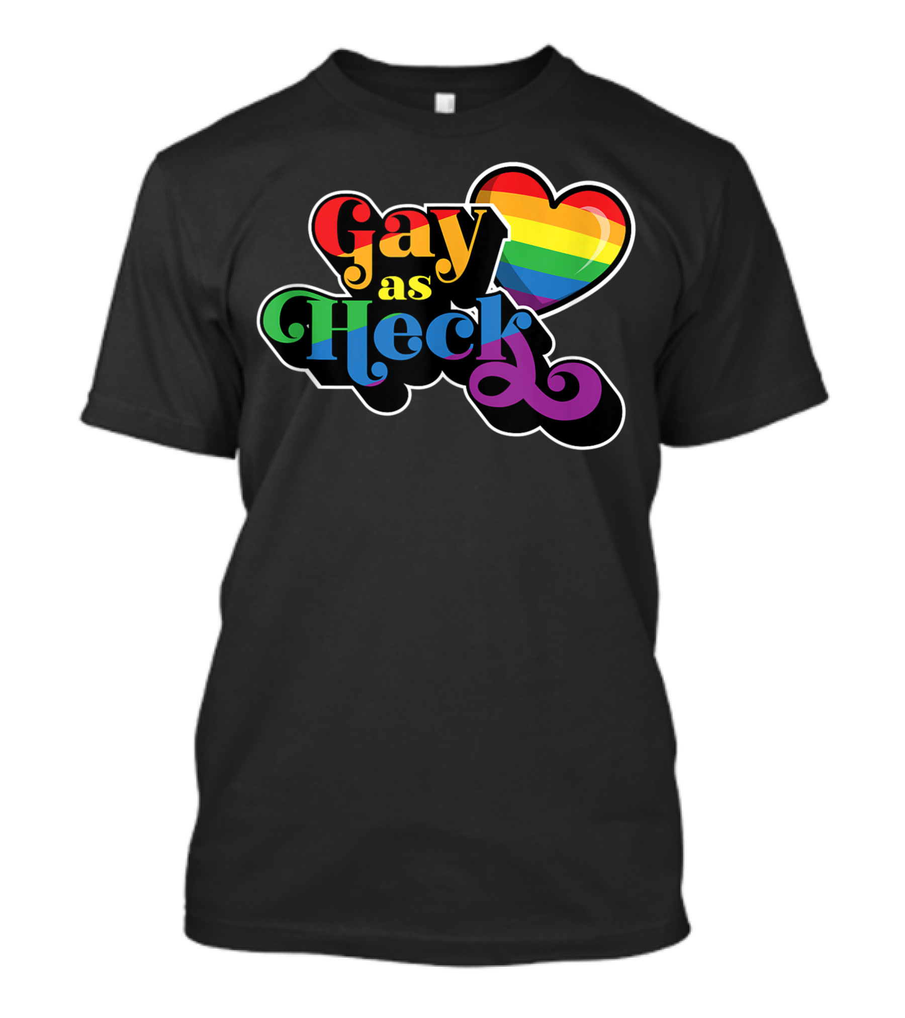 Gay As Heck Rainbow Heart Pride Colors Trendy Queer T-Shirt