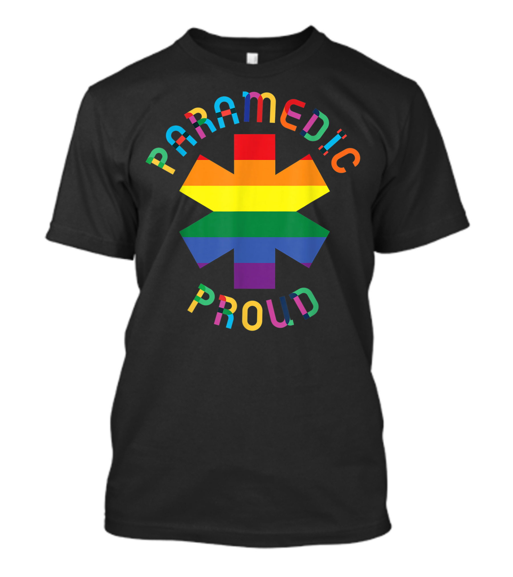 Paramedic Proud Rainbow Star Of Life EMT Patch T-Shirt