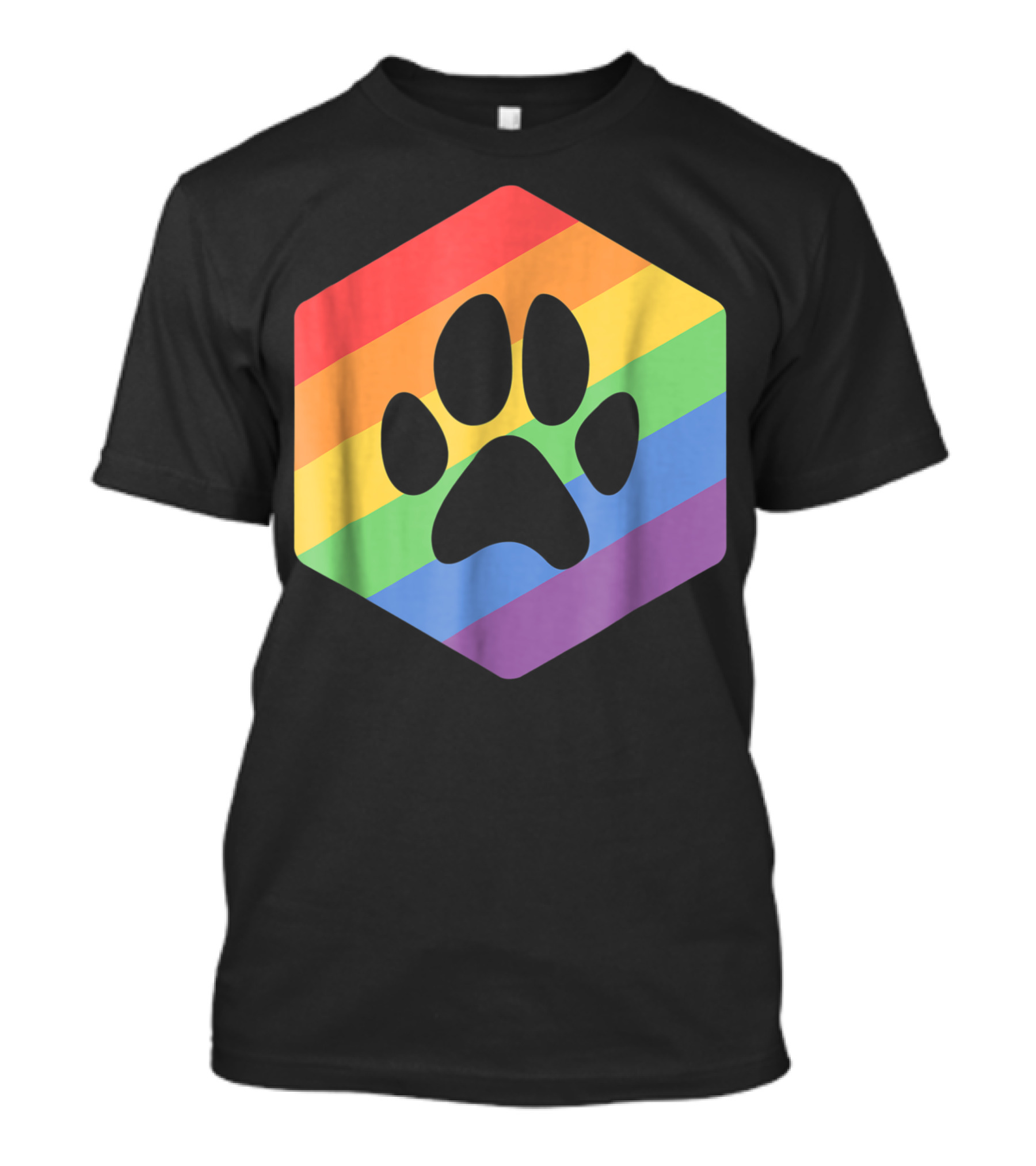 Rainbow Pride Paw Hexagon T-Shirt
