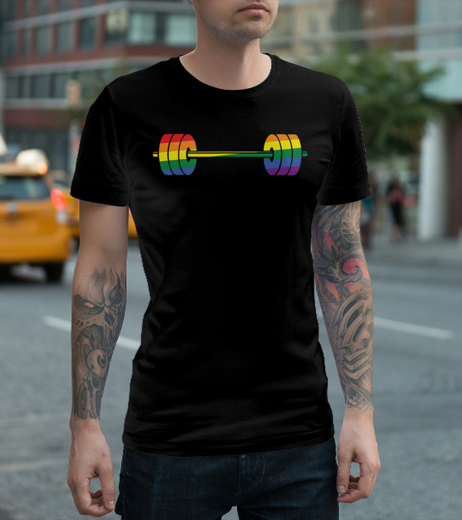 Gay Pride Rainbow Barbell Fitness T-Shirt