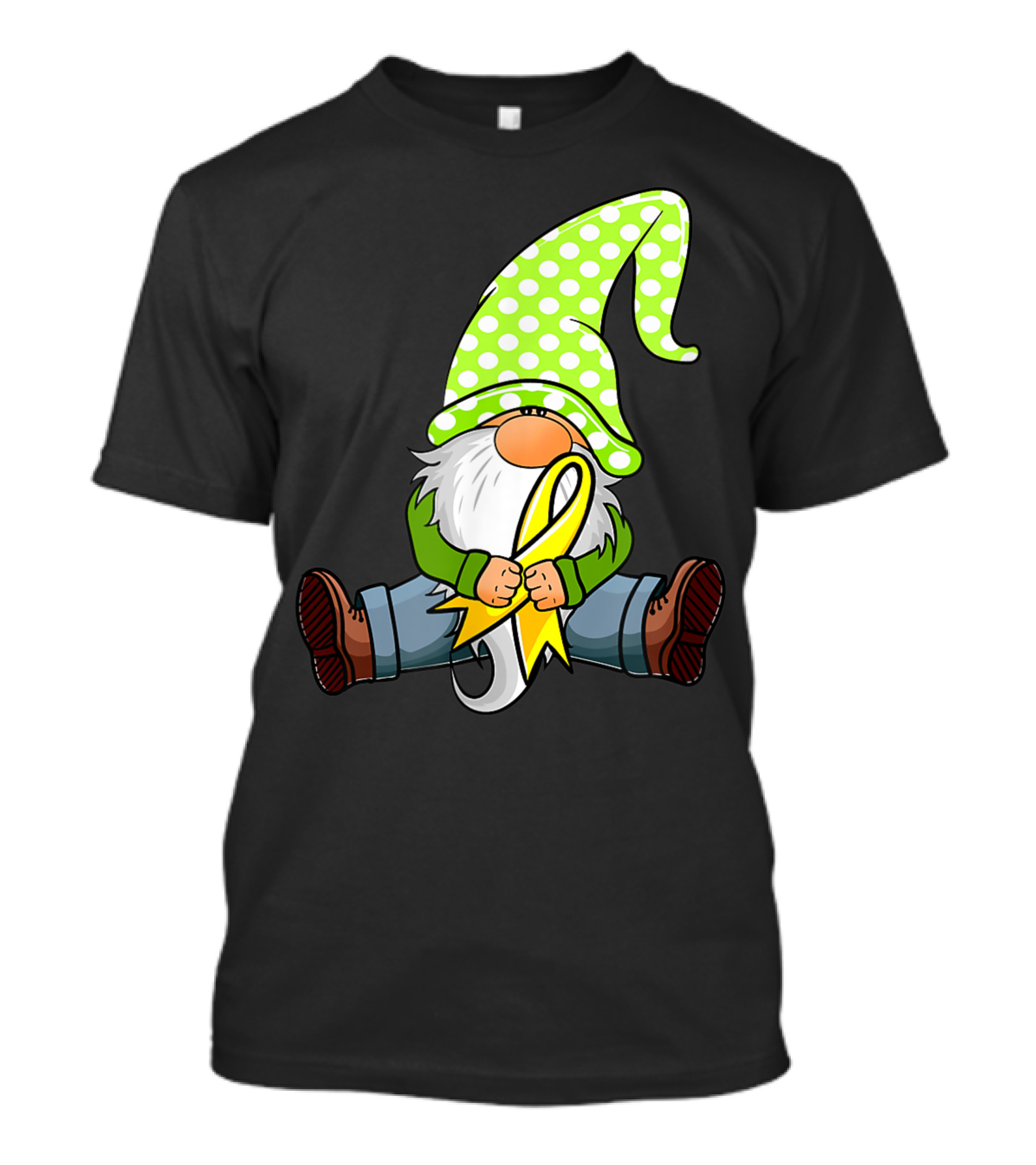 Gnome With Yellow Ribbon Support Our Troops Gnome Dressed In Polka Dot Hat T-Shirt