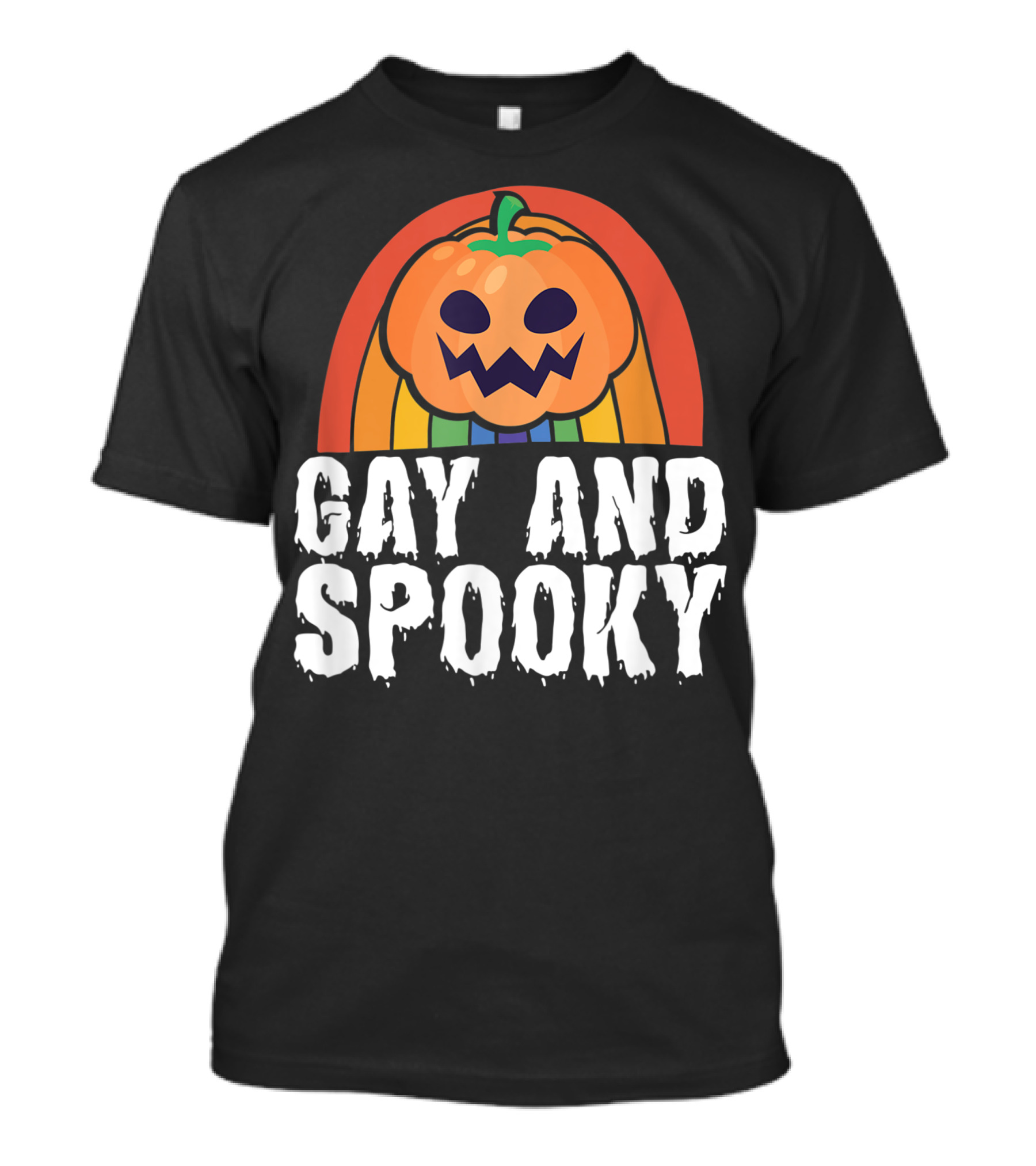 Gay And Spooky Pumpkin With Rainbow Colors T-Shirt