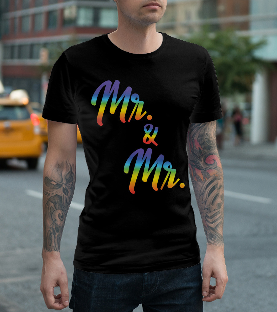 Mr And Mr Rainbow Just Married Gay Relationship Goals T-Shirt