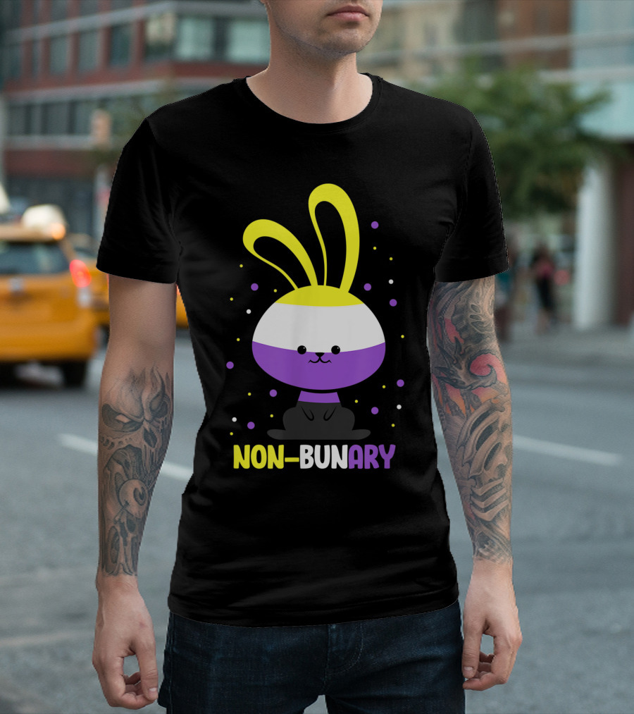 Non Binary Genderqueer Pride Flag Bunny Kawaii Non-Bunary T-Shirt