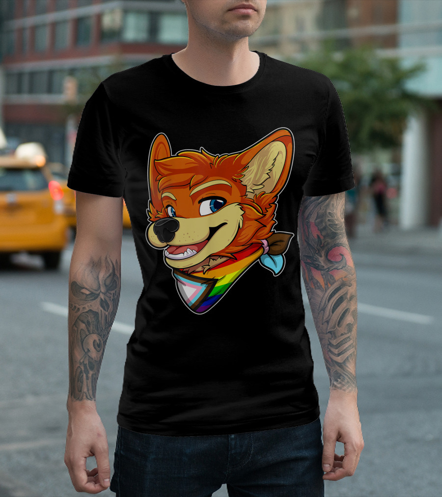 Progress Pride Fursona Furry Fox Gay Rights Pride Week Bandana T-Shirt