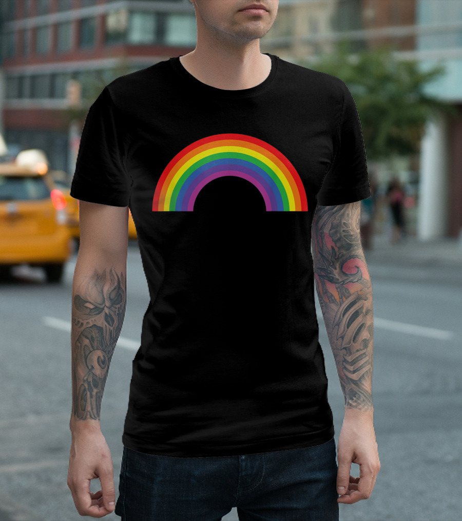 Rainbow 80s Distressed Vintage Style Retro Look T-Shirt
