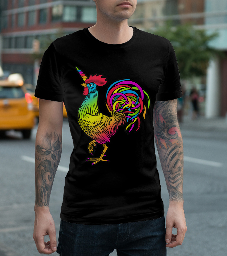 Rainbow Chicken Unicorn Rooster T-Shirt