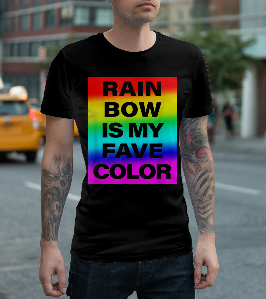 RAINBOW IS MY FAVE COLOR Bold Text on Bright Spectrum T-Shirt