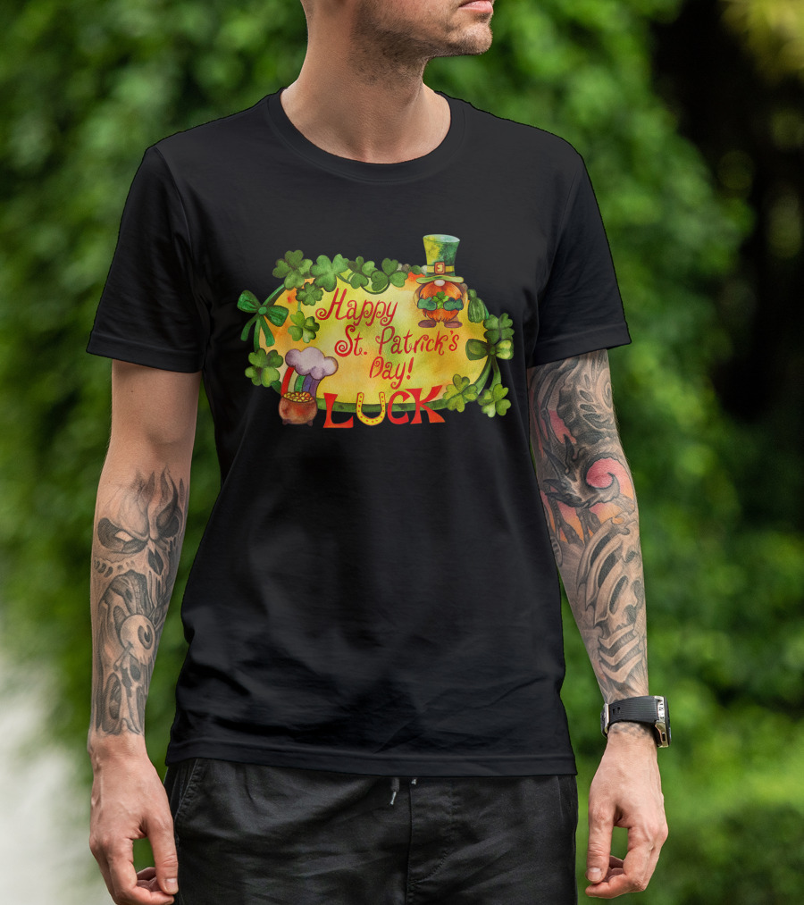 Happy St. Patrick's Day Irish Luck Gnomes With Shamrocks And Leprechaun T-Shirt