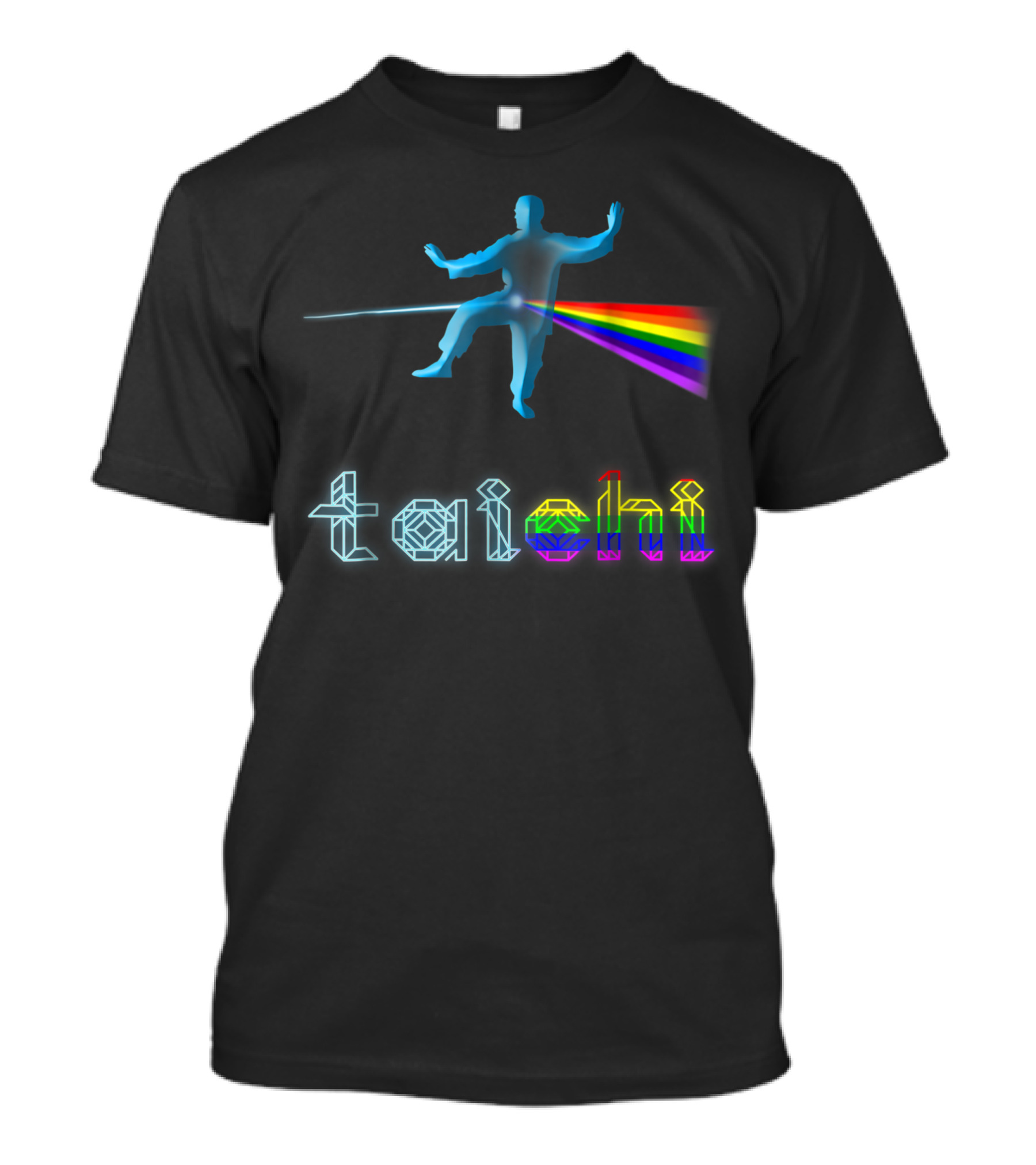 Taichi Prism Rainbow Neon Geometry Rainbow Beam T-Shirt