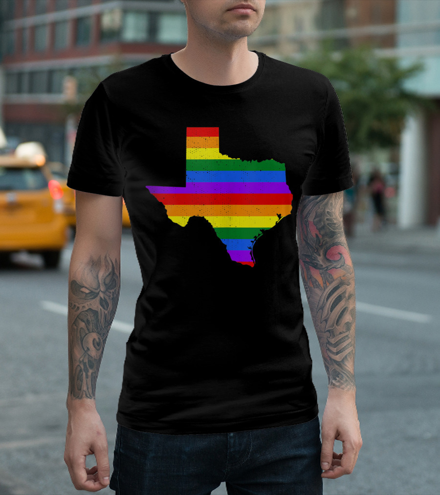 Texas Rainbow Pride Map T-Shirt