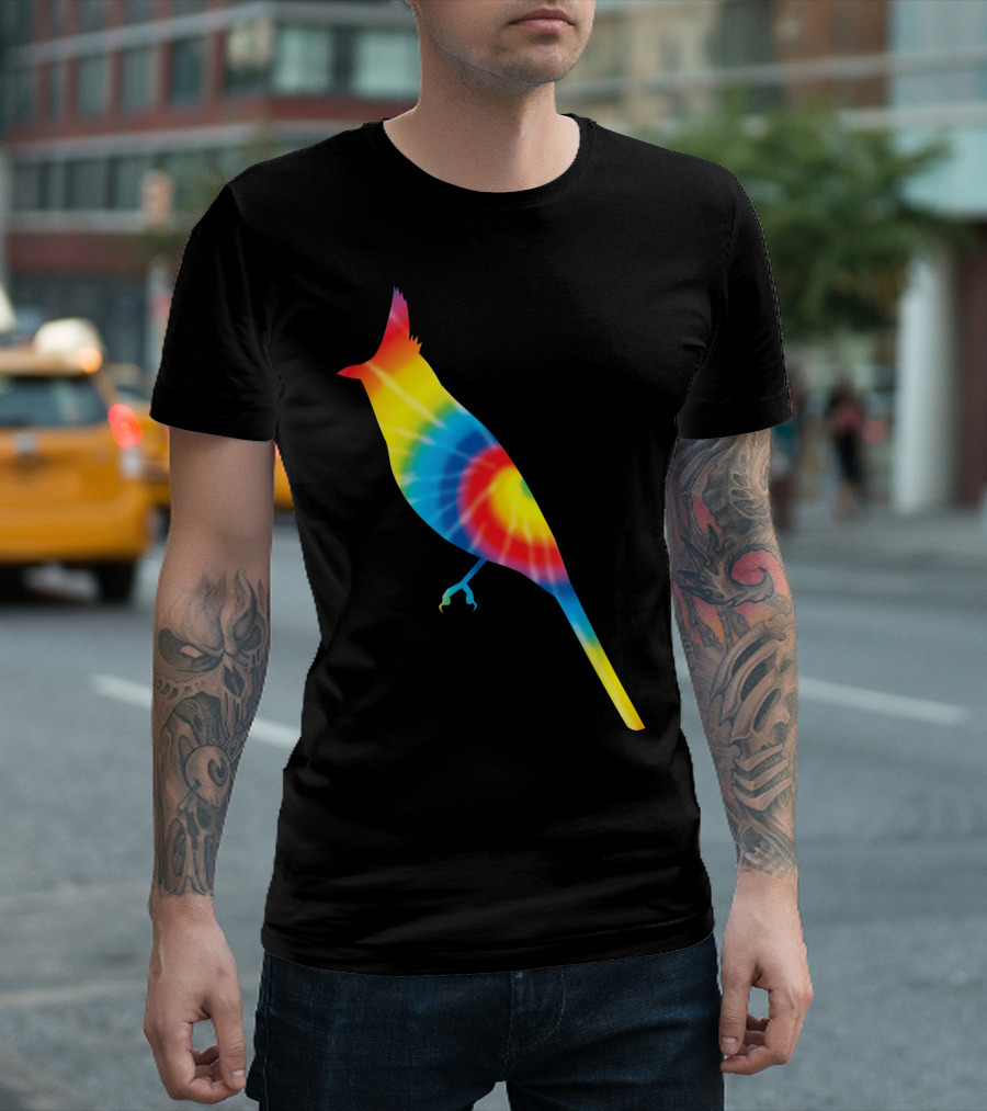 Tie Dye Rainbow Bird Fowl Seabird Print T-Shirt