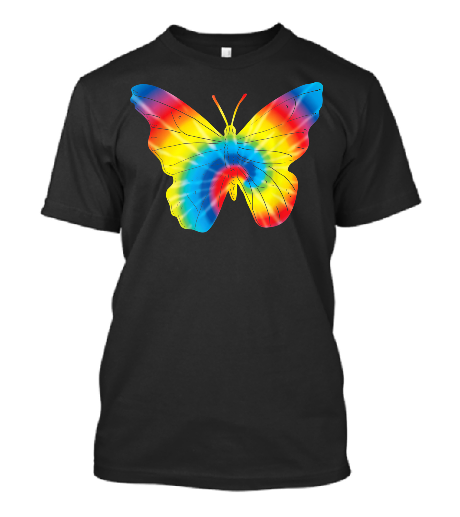 Tie Dye Butterfly Rainbow Ringlet Print T-Shirt