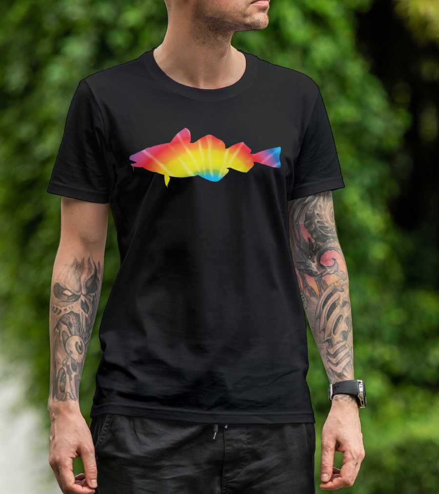 Tie Dye Cod Rainbow Cusk Fish Scrod Print T-Shirt