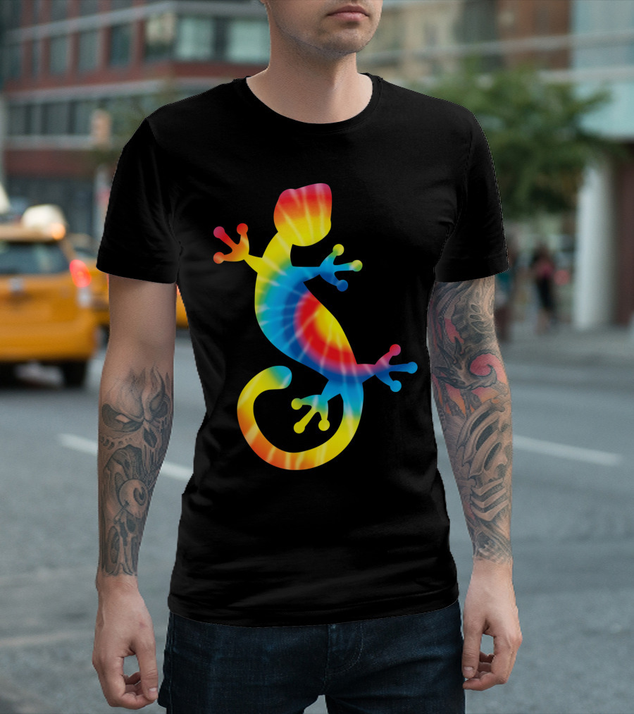Tie Dye Gecko Rainbow Lizard Pet Print T-Shirt