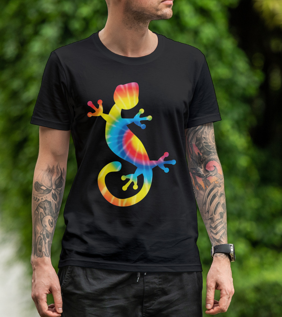 Tie Dye Gecko Rainbow Lizard Pet Print T-Shirt