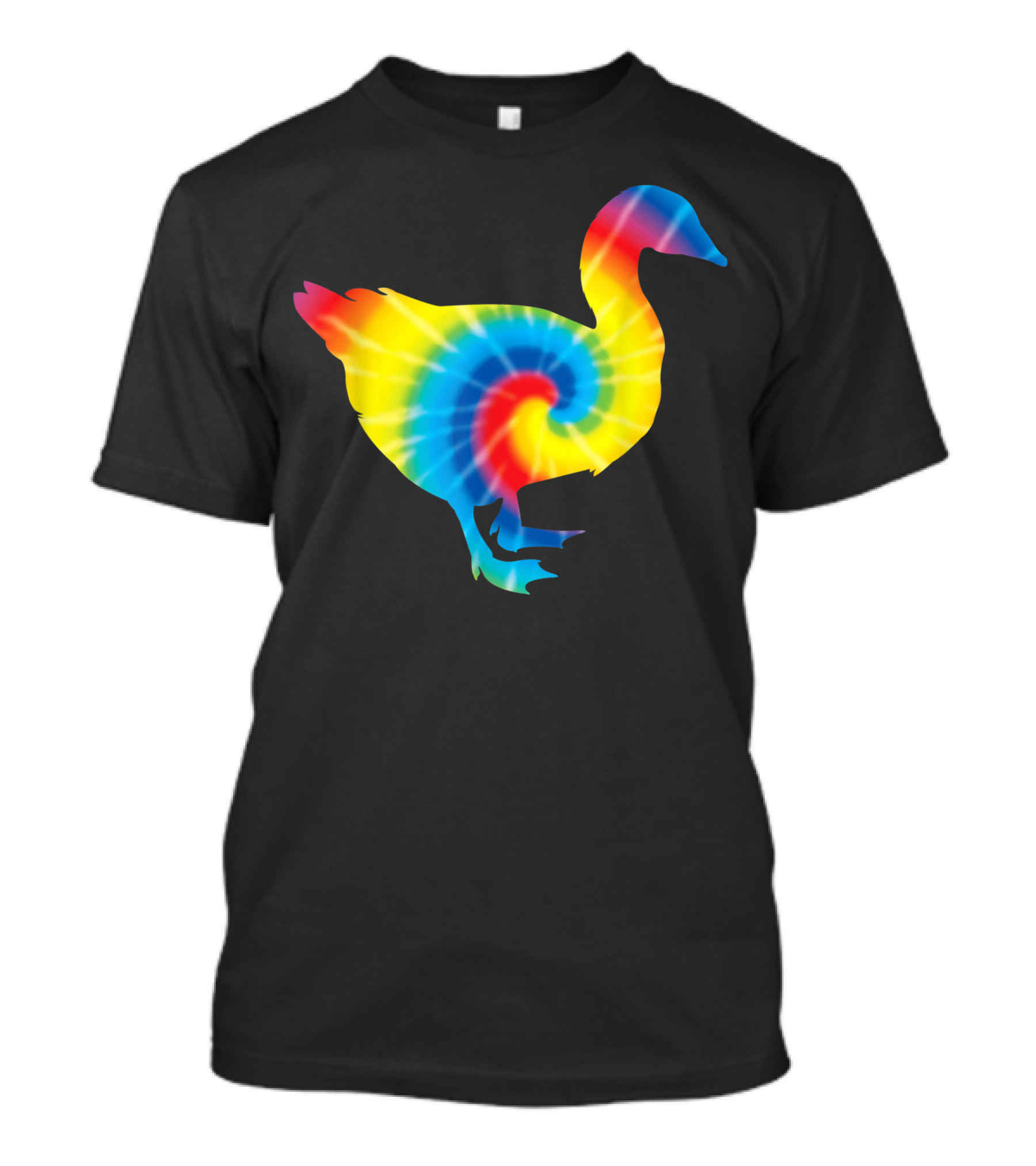 Tie Dye Rainbow Waterfowl Goose Print T-Shirt