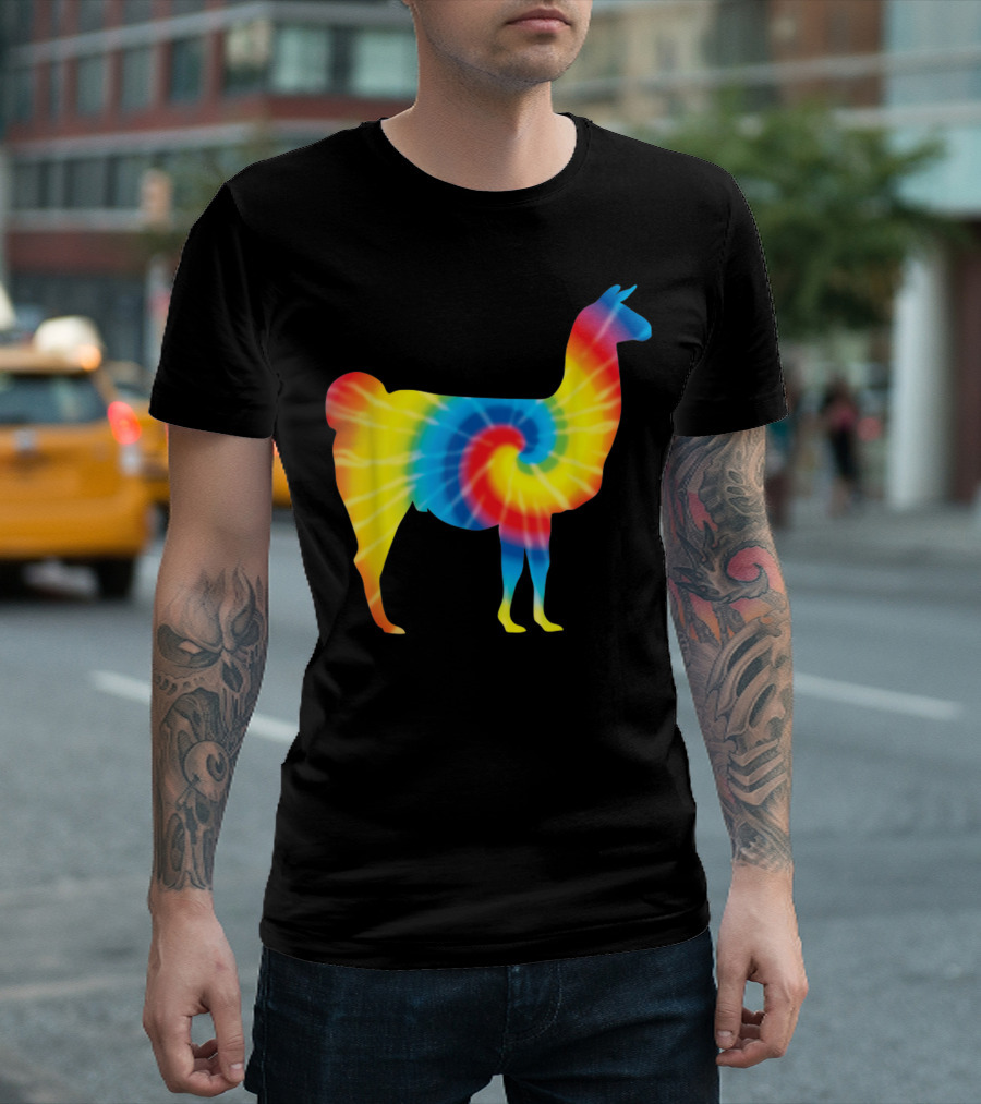 Tie Dye Llama Rainbow Alpaca Animal Print T-Shirt