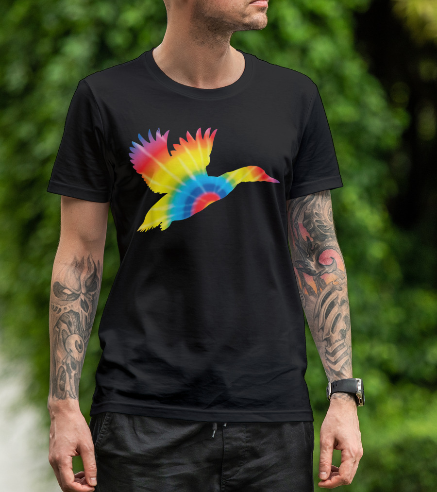 Tie Dye Mallard Rainbow Duck Bird T-Shirt