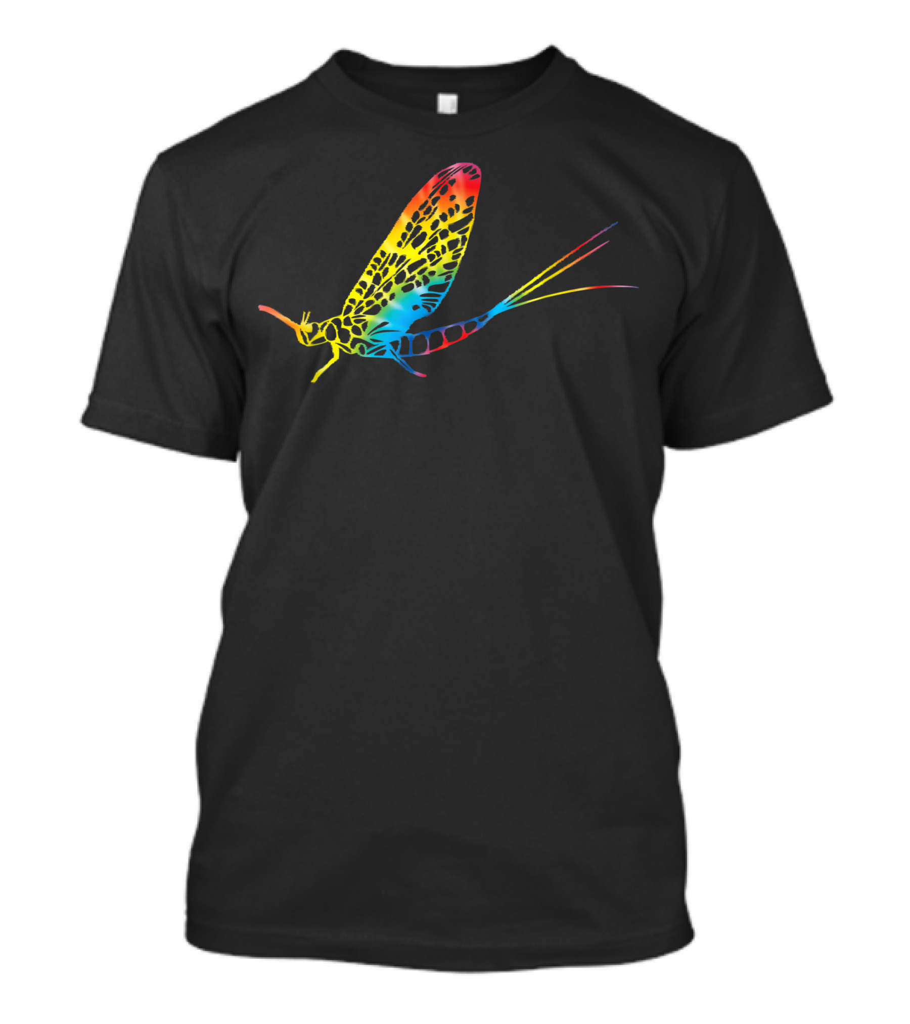 Tie Dye Rainbow Mayfly Insect Nymph Print T-Shirt
