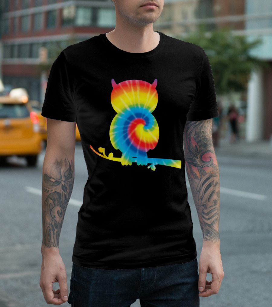 Tie Dye Owl Rainbow Owlet Print Bird T-Shirt