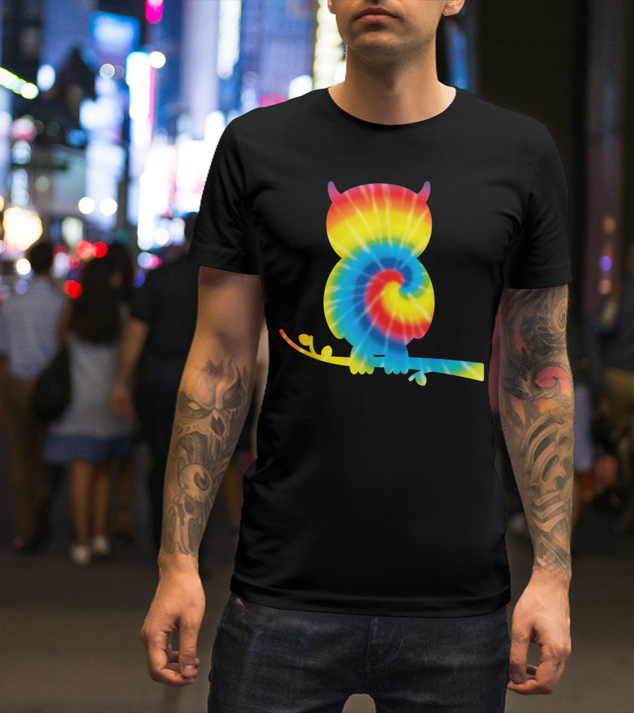 Tie Dye Owl Rainbow Owlet Print Bird T-Shirt