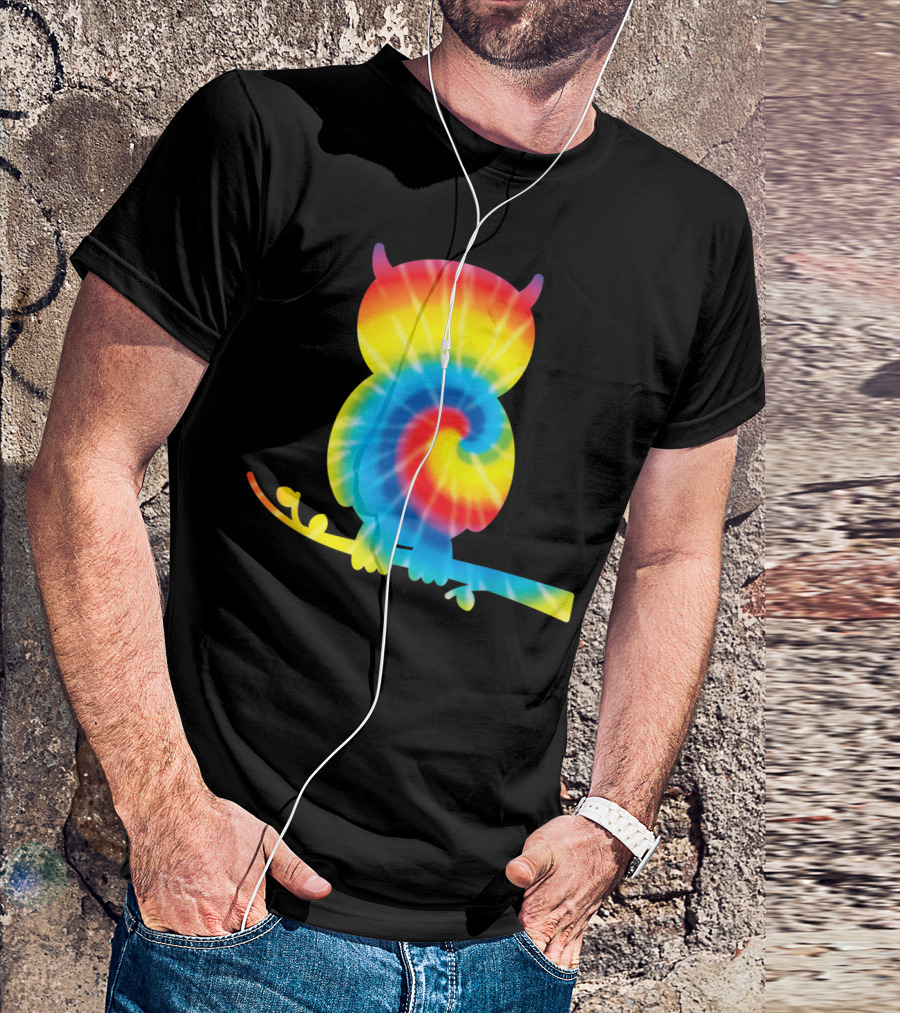 Tie Dye Owl Rainbow Owlet Print Bird T-Shirt
