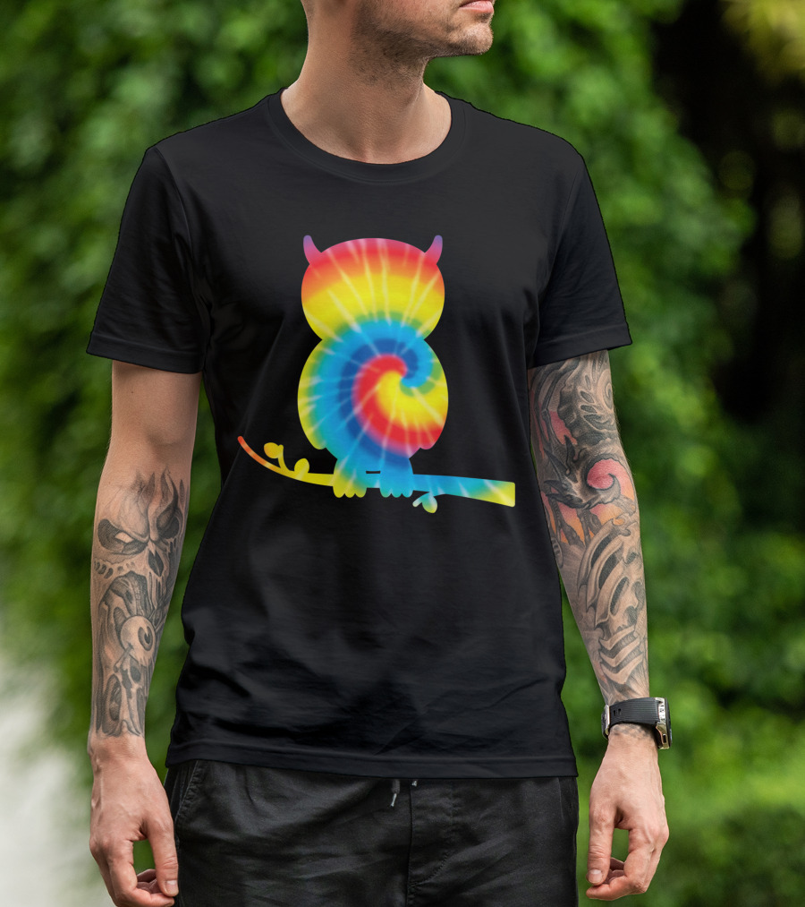 Tie Dye Owl Rainbow Owlet Print Bird T-Shirt