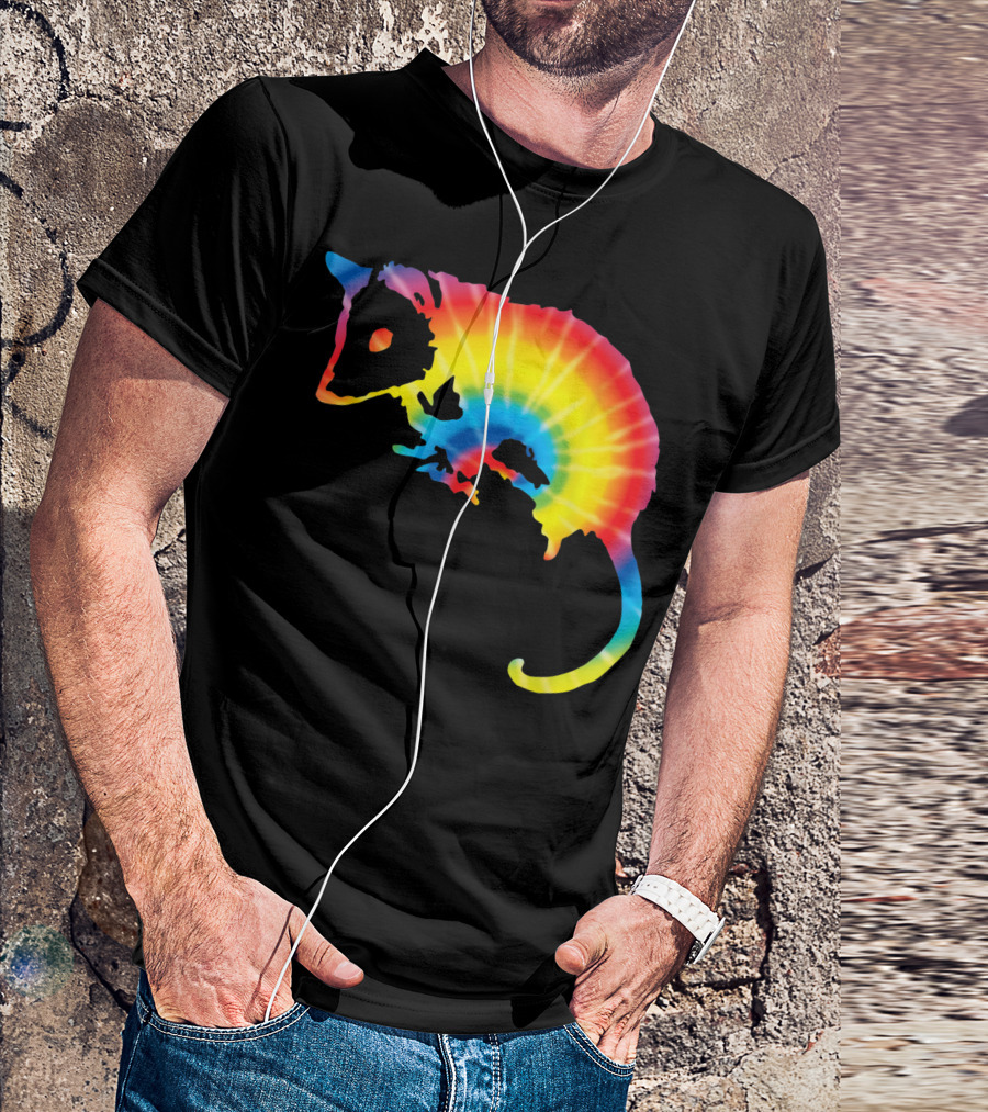 Rainbow Tie Dye Possum Marsupial Print T-Shirt