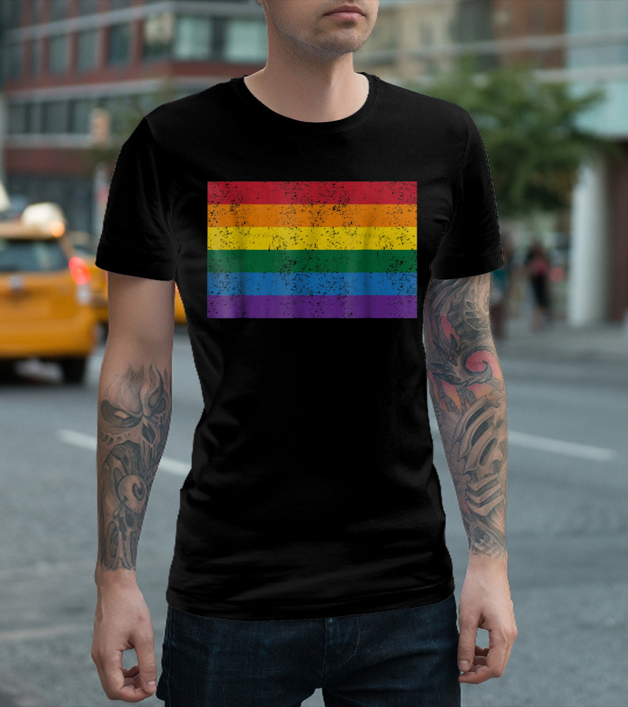 Vintage Distressed Rainbow Gay Pride Flag T-Shirt