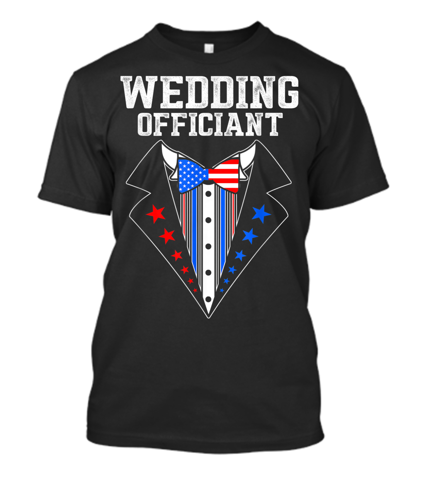 Wedding Officiant American Flag Bow Tie Tuxedo T-Shirt