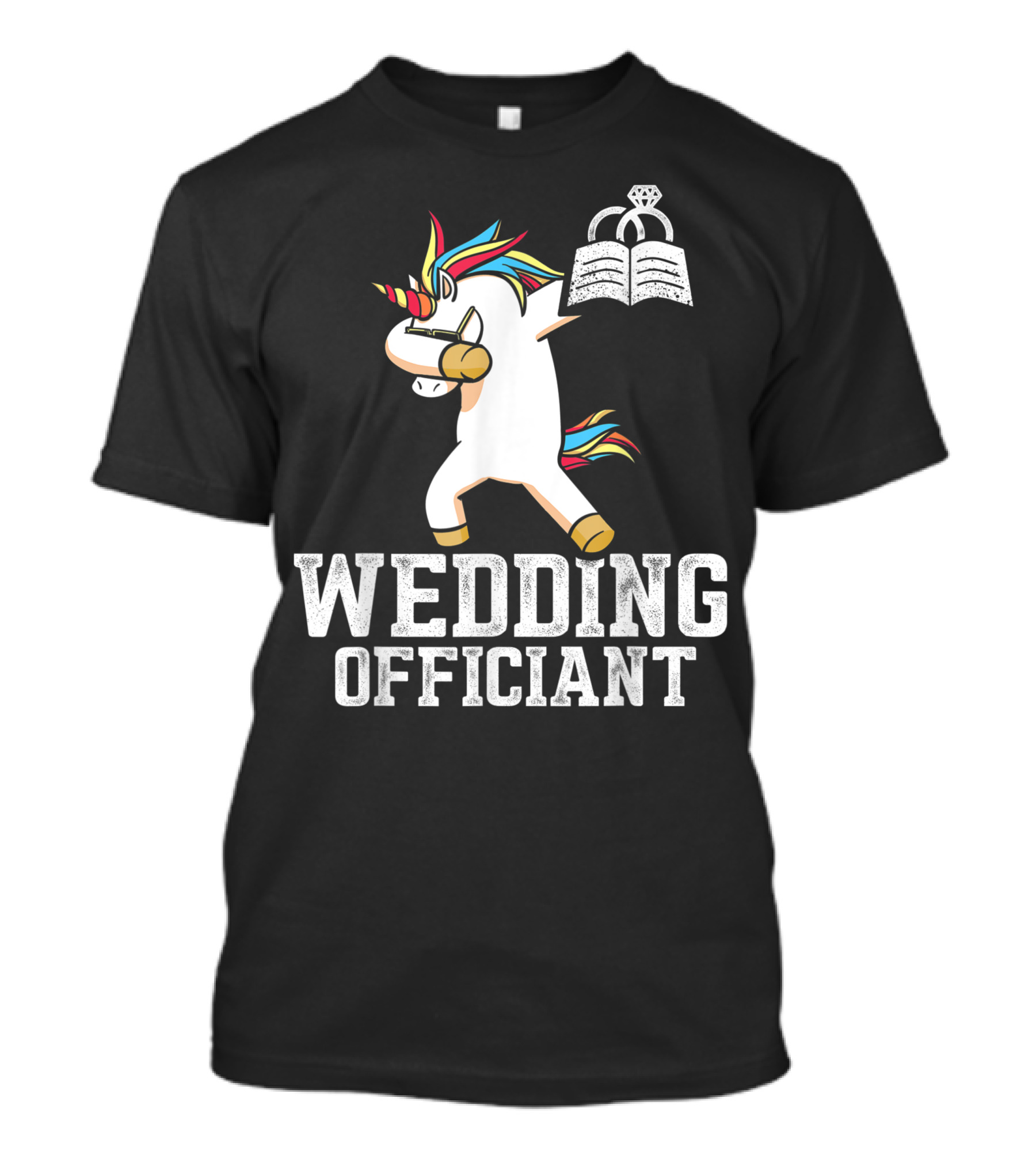 Wedding Officiant Dabbing Unicorn Ordained Minister Badge T-Shirt