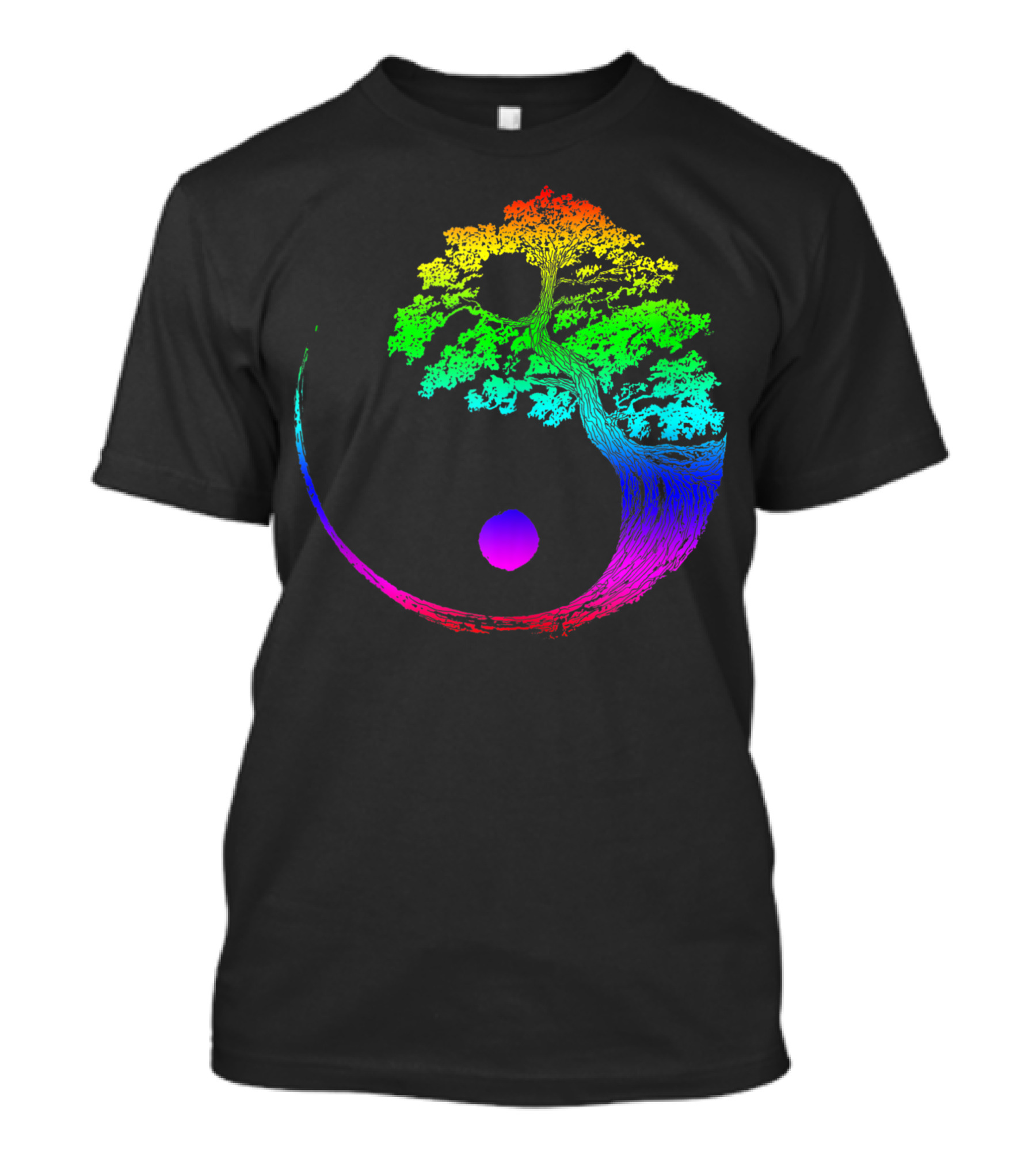 Yin Yang Rainbow Bonsai Tree Japanese Zen Buddhist T-Shirt