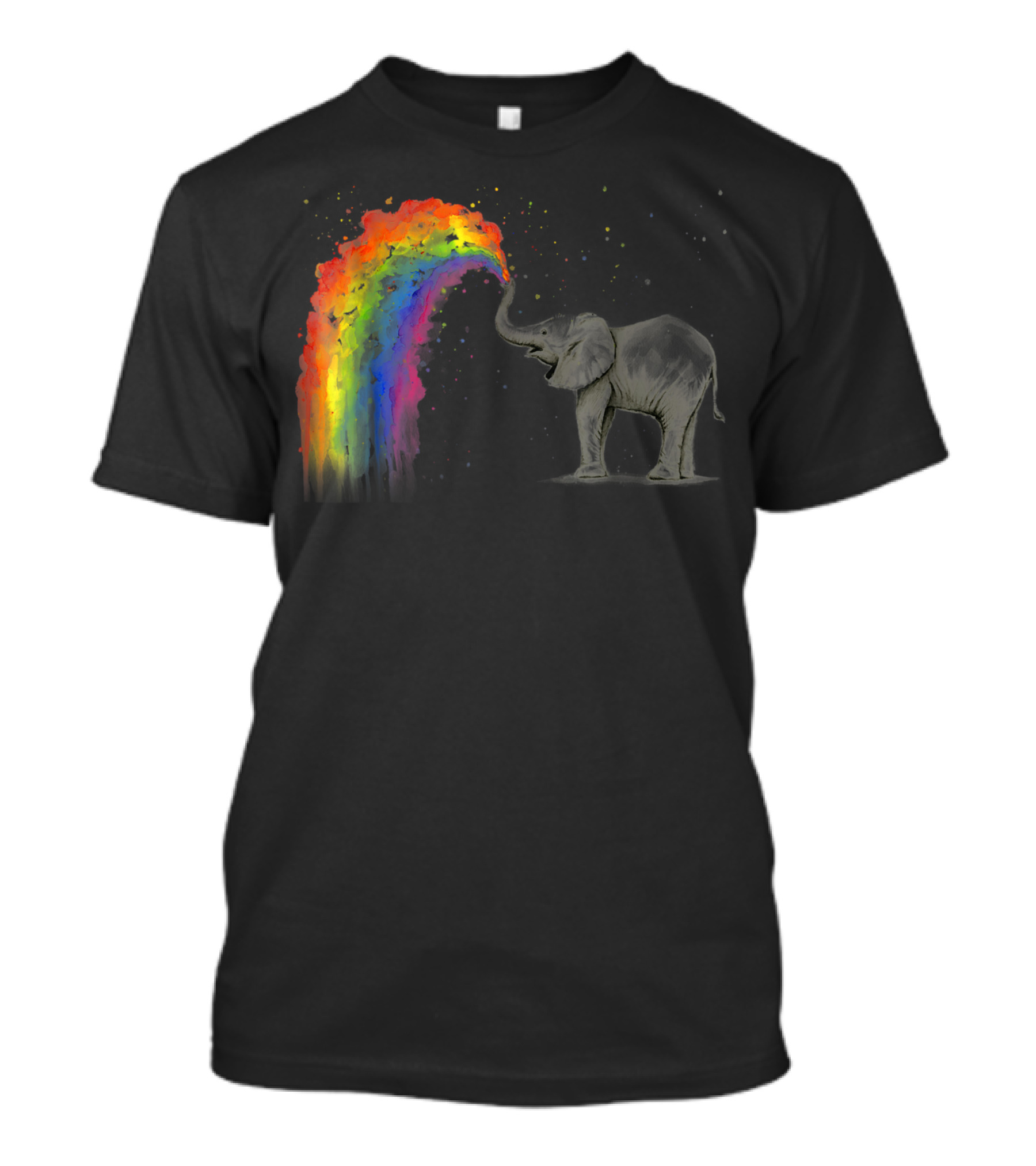Elephant Spraying Rainbow Baby Elephant Watercolor I9 Colorful Fantasy Animals T-Shirt
