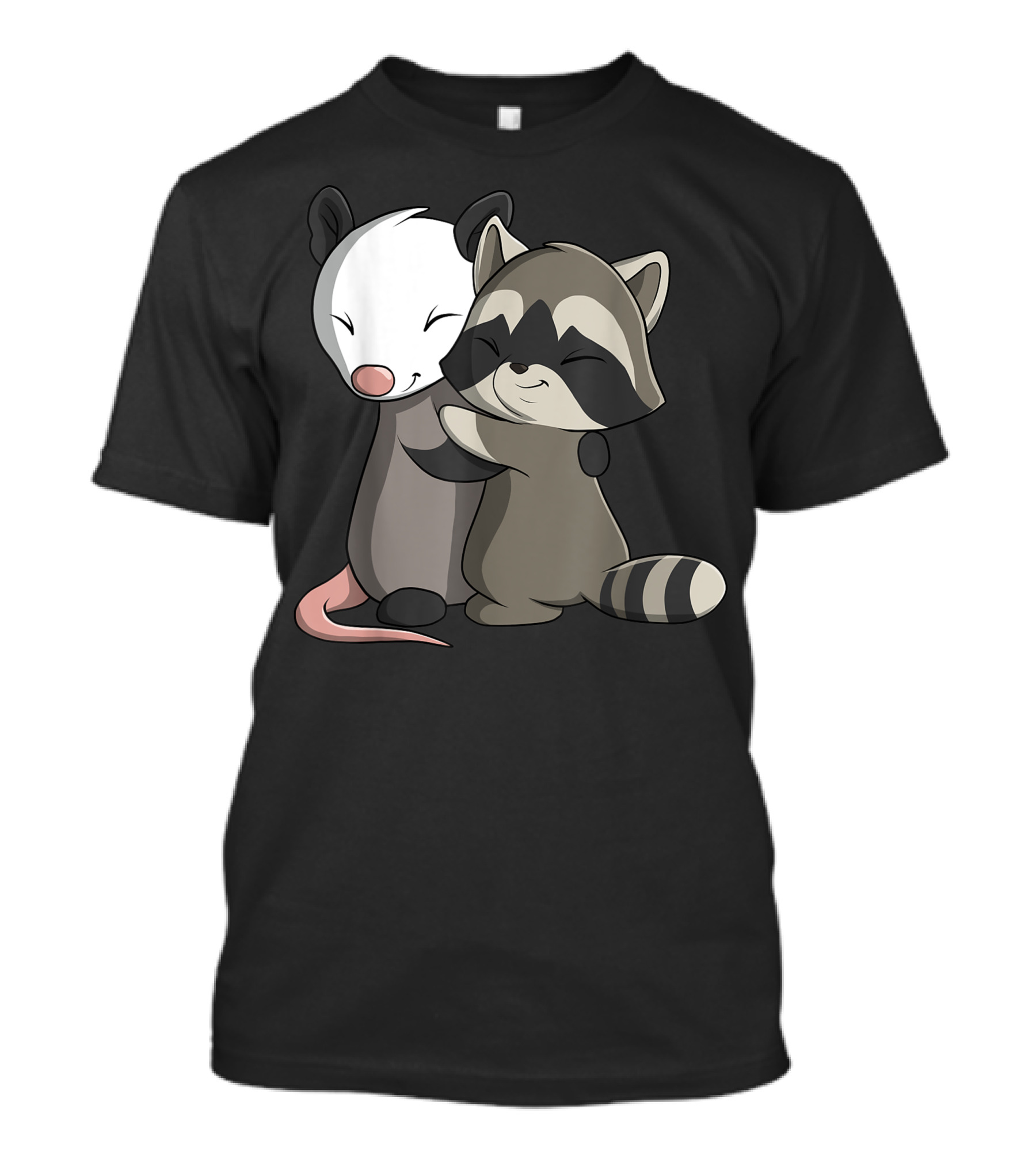 Cute Kawaii Raccoon Embracing Opossum T-Shirt
